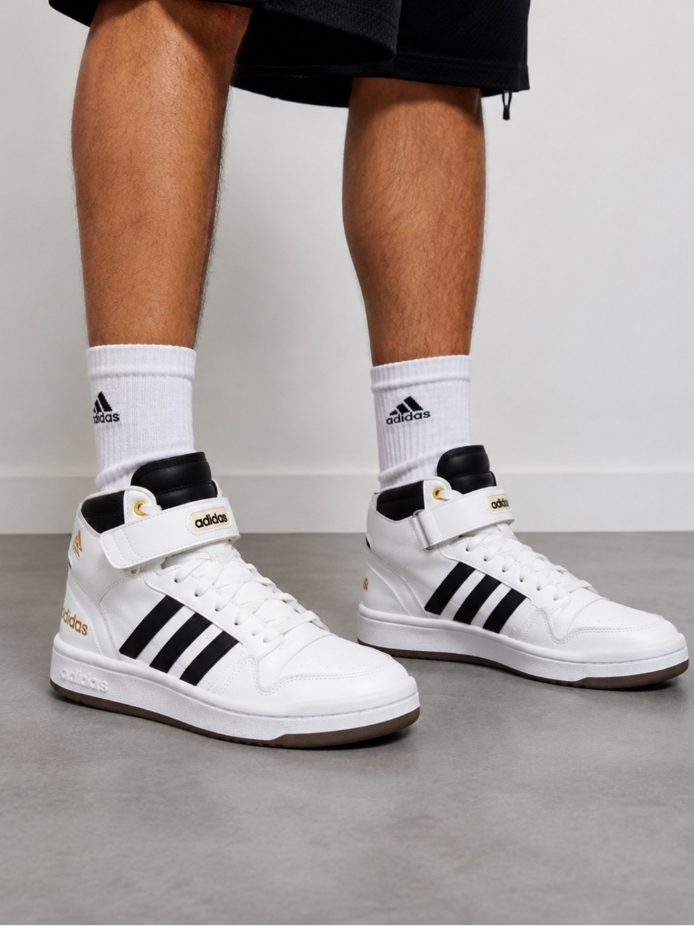 ADIDAS Men’s White and Black High-Top Athletic Sneakers-size 10